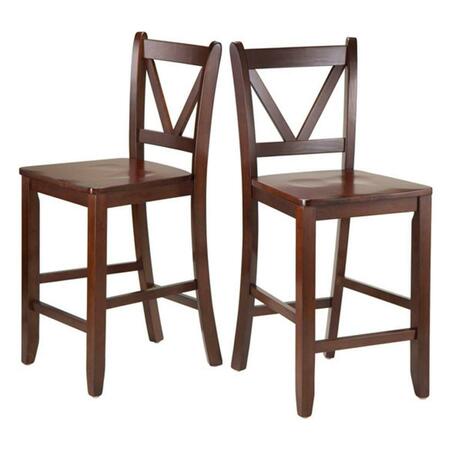 WINSOME WOOD 24 in. Victor V Back Counter Stools - 2 Piece, 2PK 94253